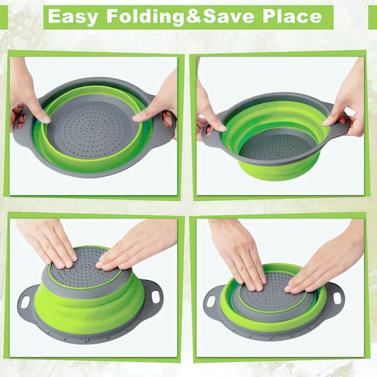 Silicone Round Folding Colander Strainer Basket