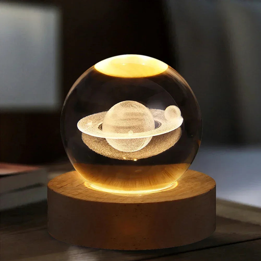 Hot USB Powered Galaxy Crystal Ball Lamp 3D Illuminated Moon Light Tabletop Decoration Night Light