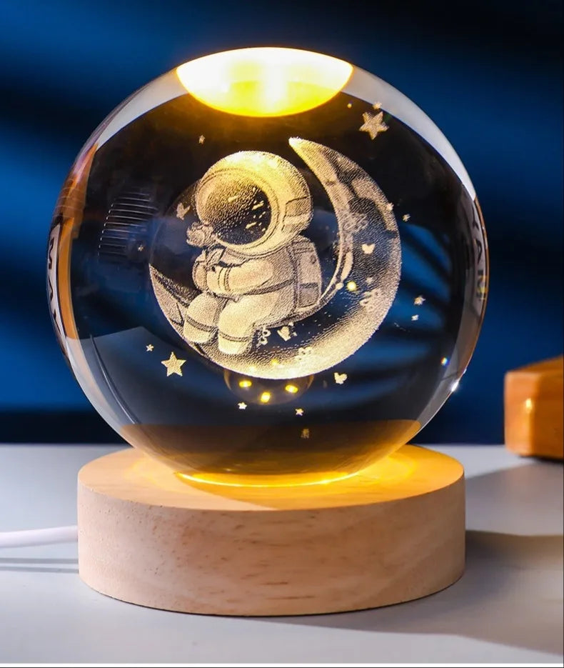 2025 NEW 3D Crystal Ball Light Carving Solar System Galaxy Valentine's Day/ Birthday Gift LED Luminous Planet Night Lights