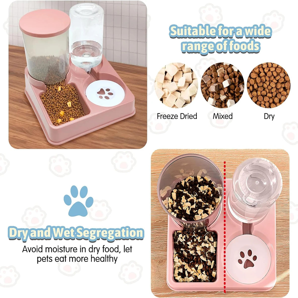 2 In 1 Tilted Automatic Gravity Pet Feeder Water Dispenser Set
