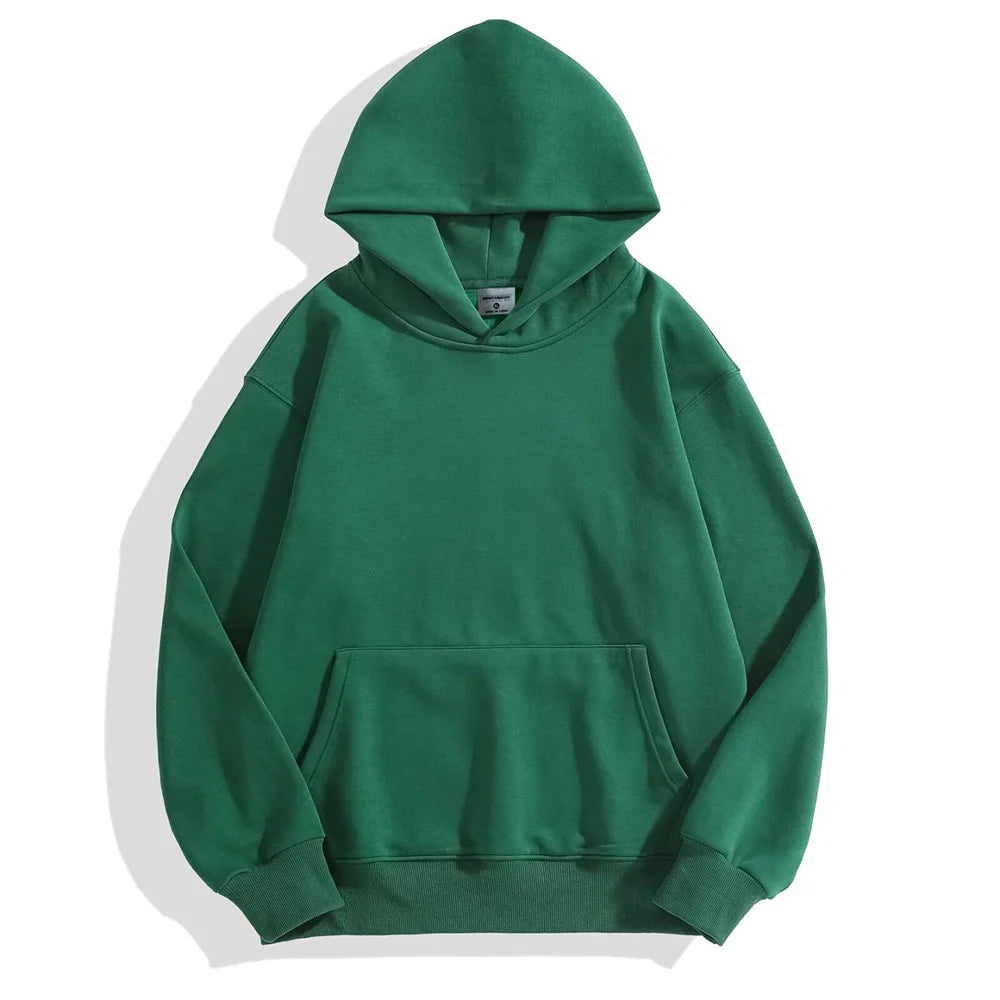 480gsm Heavy Weight Cotton Plus Velvet Hooded Sweater Thickened Tight Polar Fleece Pullover Hoodie
