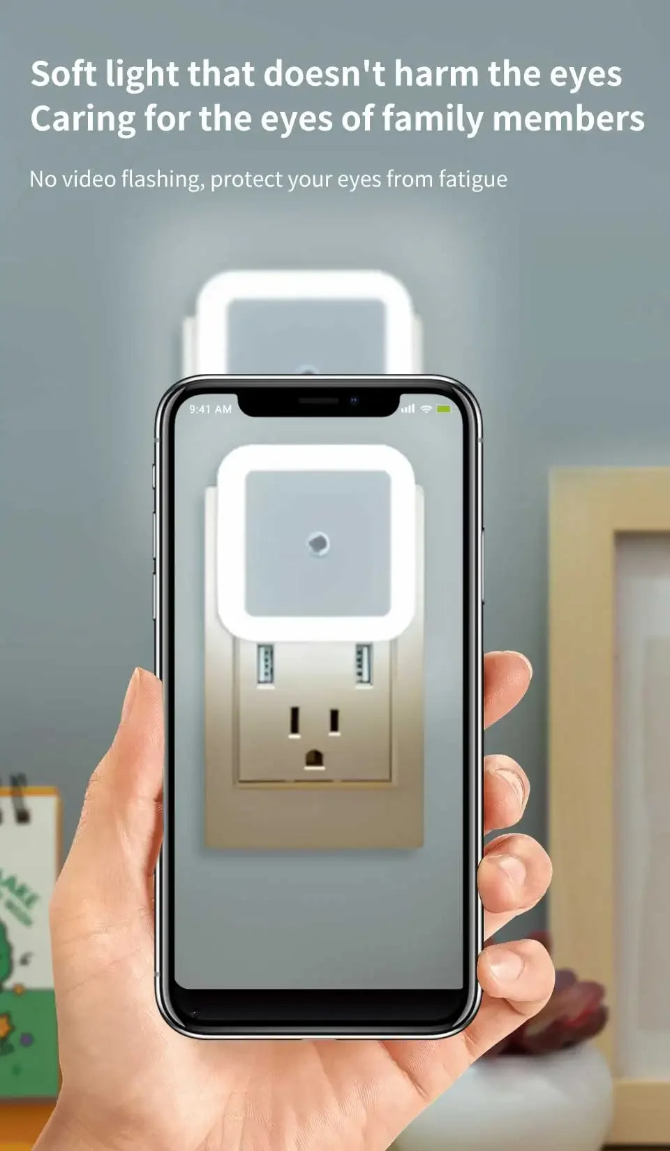 LED Night Light Smart Light Sensor Control 110-240V Plug in Wall Nightlight
