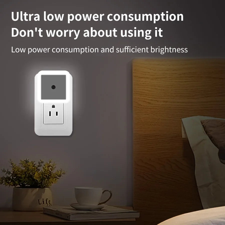 LED Night Light Smart Light Sensor Control 110-240V Plug in Wall Nightlight