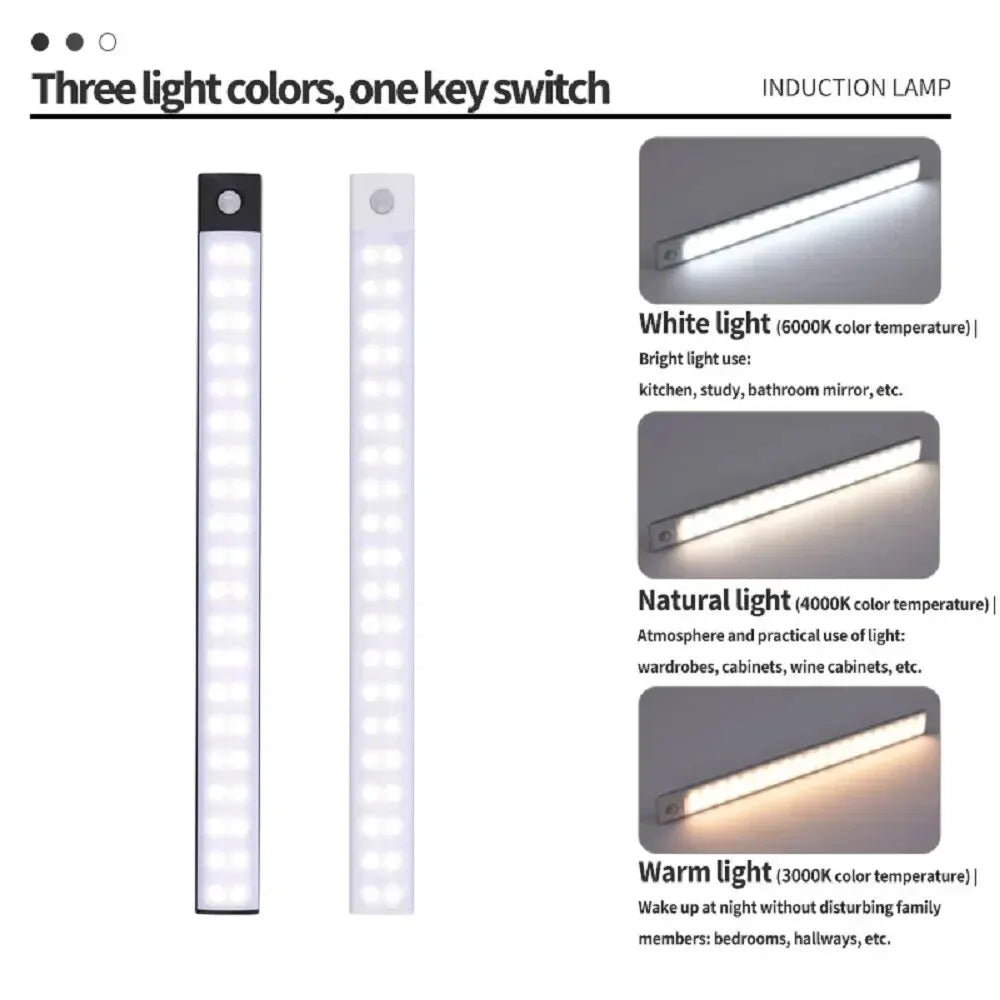 LED Cabinet Light USB Type-C Rechargeable Motion Sensor Led Lamp 10cm/20cm/30cm/40cm/50cm