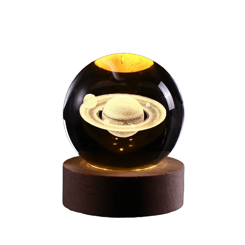 3D Crystal ball Night Light DIY Laser Engraved Solar System Globe Astronomy and More Desktop Decoration