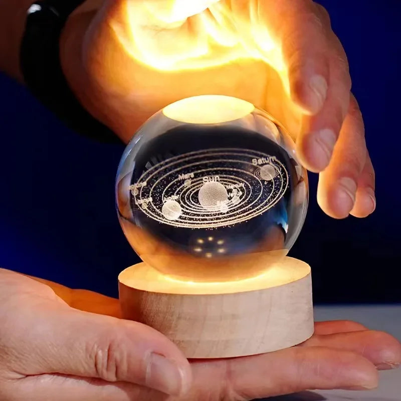 2025 NEW 3D Crystal Ball Light Carving Solar System Galaxy Valentine's Day/ Birthday Gift LED Luminous Planet Night Lights