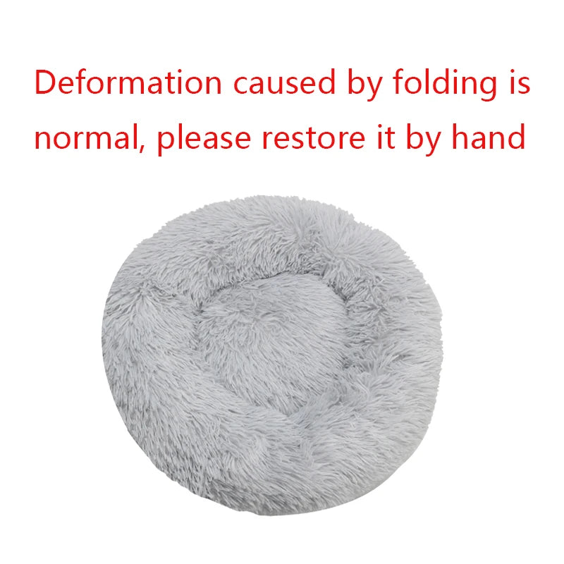 Plush Round Washable Pet Bed, Winter Warm For All Size Dogs and Cats
