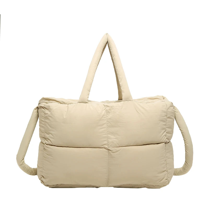 Puffer Tote Bag for Women Lightweight Down Cotton Padded Crossbody Bag Large Capacity