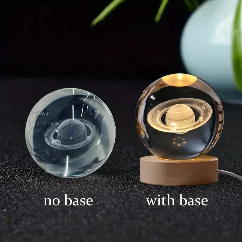 3D Crystal ball Night Light DIY Laser Engraved Solar System Globe Astronomy and More Desktop Decoration