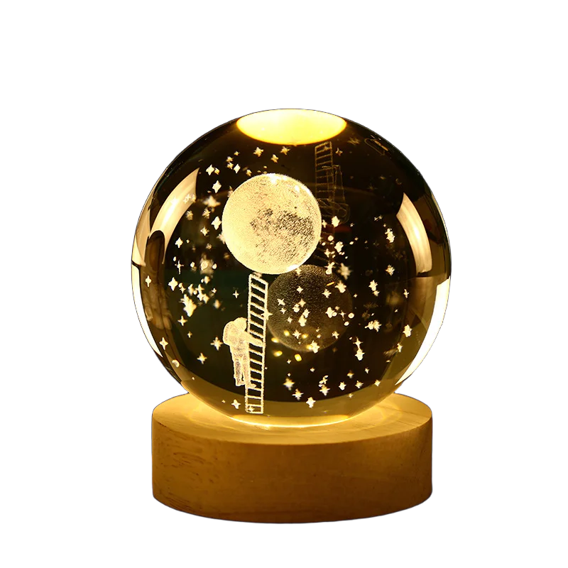 2025 NEW 3D Crystal Ball Light Carving Solar System Galaxy Valentine's Day/ Birthday Gift LED Luminous Planet Night Lights