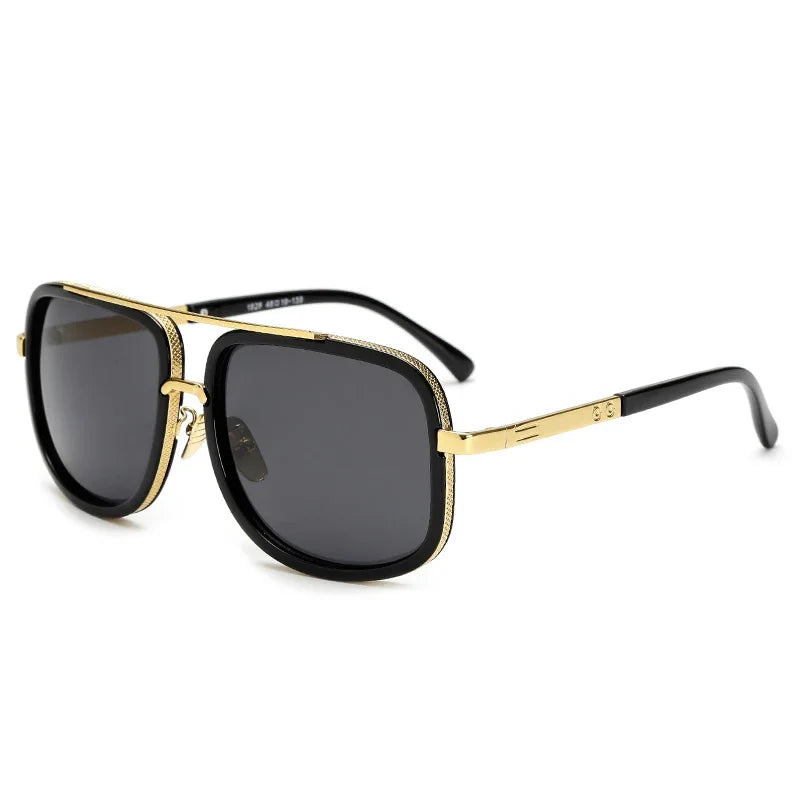 Metal Polarized Oversized Gradient Square Frame Sun Glasses