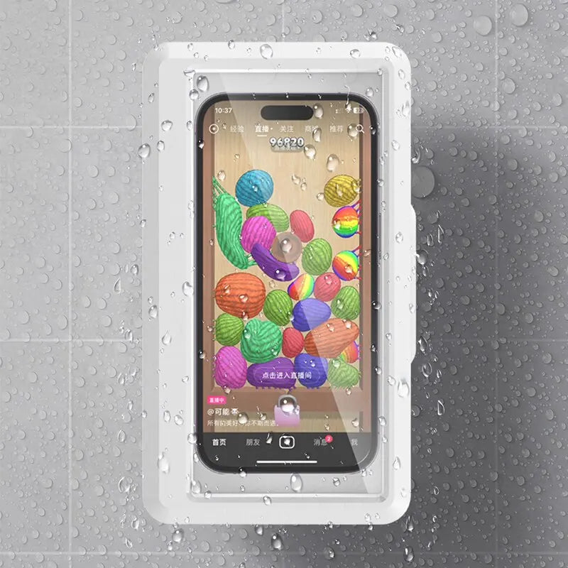 Waterproof Shower Phone Holder Splash-Proof 360° Rotate Can Be Touched Shower Phone Case Mount for Bathroom Kitchen