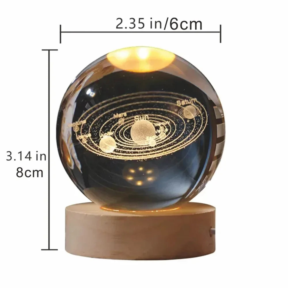 USB LED Galaxy Crystal Ball Lamp 3D Planet Moon Light Home Decor Night Light Desk Tabletop Decoration
