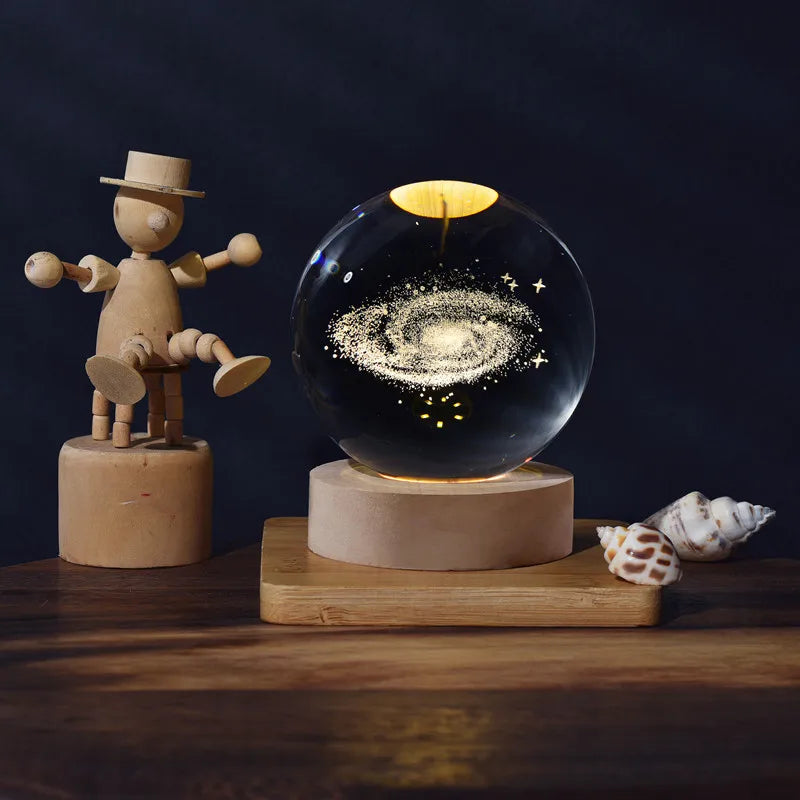 2025 NEW 3D Crystal Ball Light Carving Solar System Galaxy Valentine's Day/ Birthday Gift LED Luminous Planet Night Lights