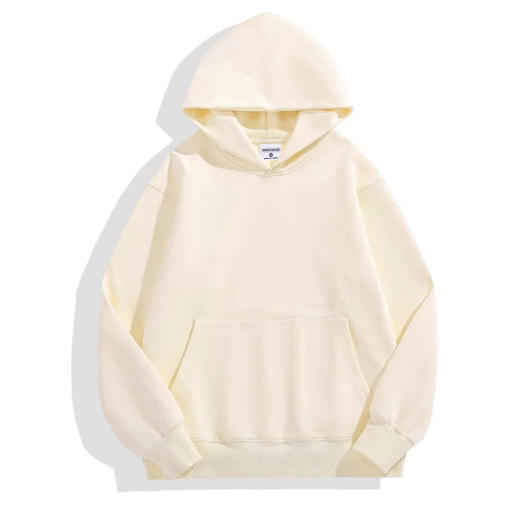480gsm Heavy Weight Cotton Plus Velvet Hooded Sweater Thickened Tight Polar Fleece Pullover Hoodie