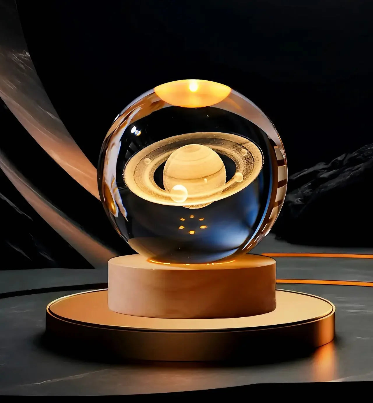 Luminous Crystal Ball LED Night Light Saturn Solar System 3D Moon and More Table Lamp USB