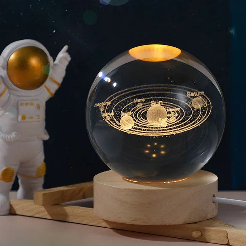 2025 NEW 3D Crystal Ball Light Carving Solar System Galaxy Valentine's Day/ Birthday Gift LED Luminous Planet Night Lights