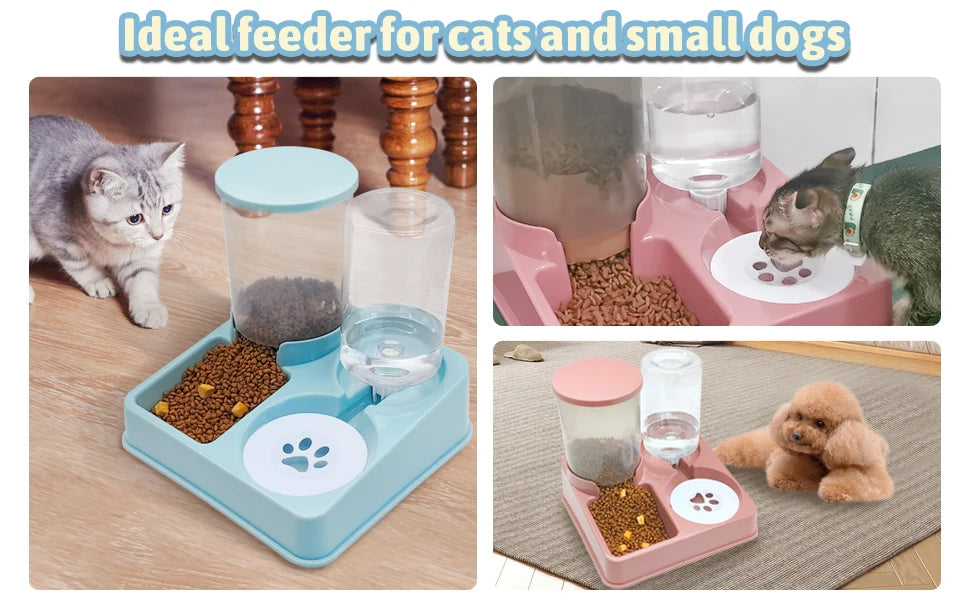 2 In 1 Tilted Automatic Gravity Pet Feeder Water Dispenser Set