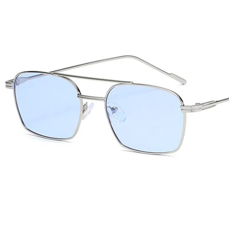Unisex Double Beam Anti-UV Spectacles Ornamental Alloy Frame Sunglasses