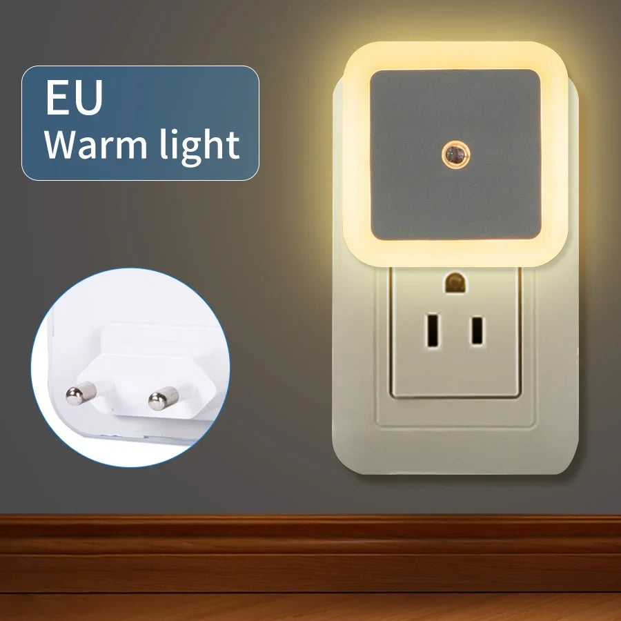 LED Night Light Smart Light Sensor Control 110-240V Plug in Wall Nightlight