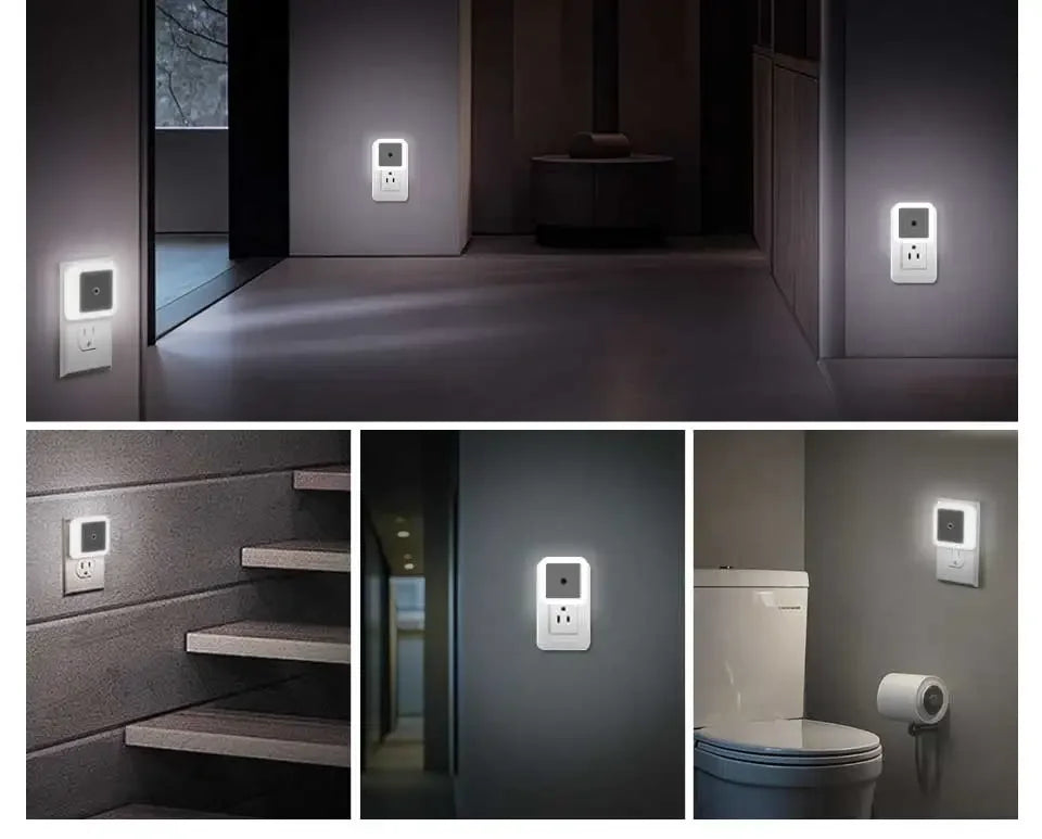 LED Night Light Smart Light Sensor Control 110-240V Plug in Wall Nightlight