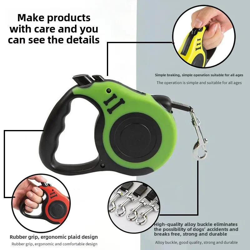 3m 5m Dog Strong Nylon Automatic Retractable Durable Leash