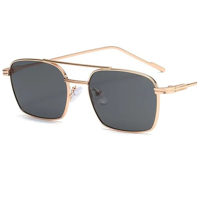 Unisex Double Beam Anti-UV Spectacles Ornamental Alloy Frame Sunglasses