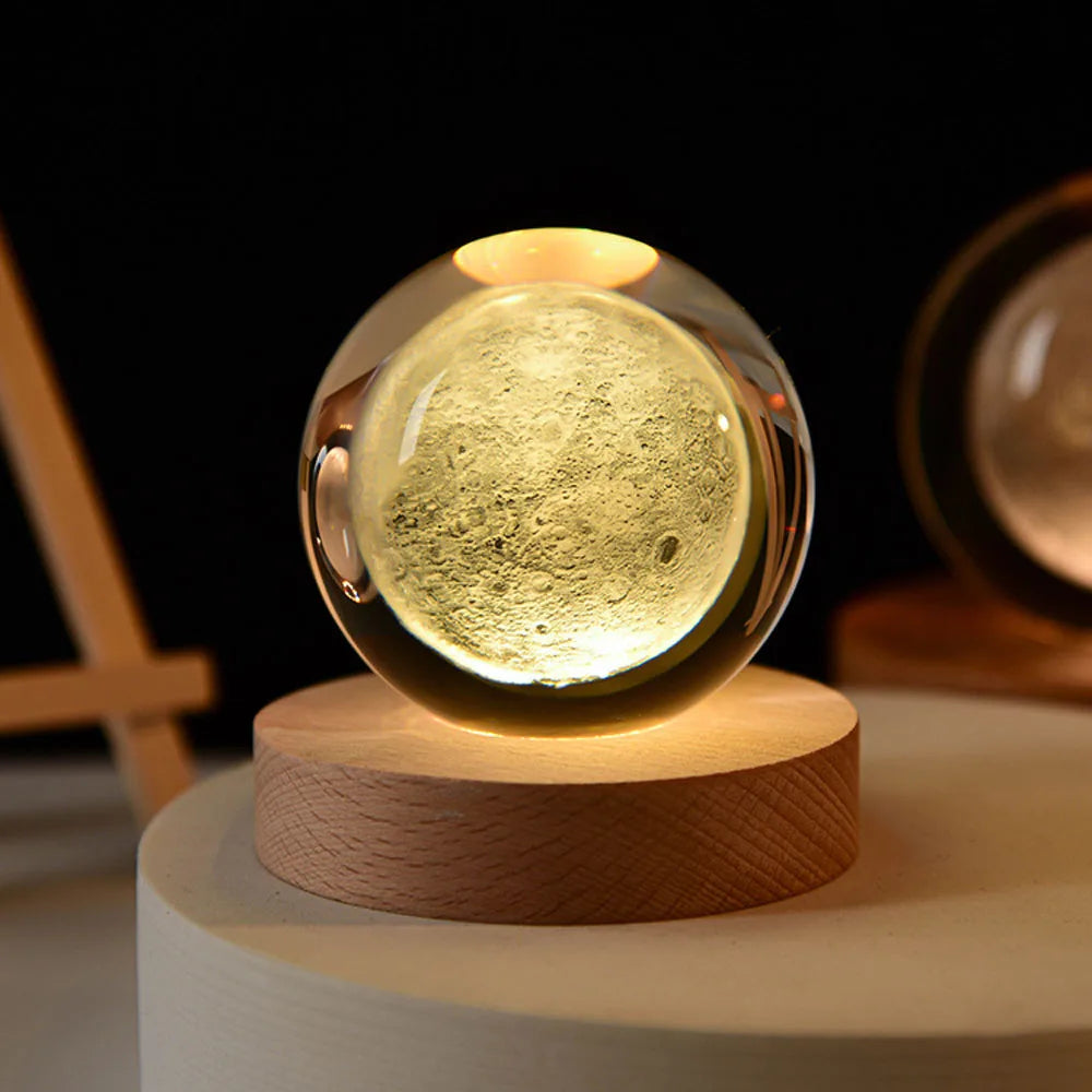 2025 NEW 3D Crystal Ball Light Carving Solar System Galaxy Valentine's Day/ Birthday Gift LED Luminous Planet Night Lights