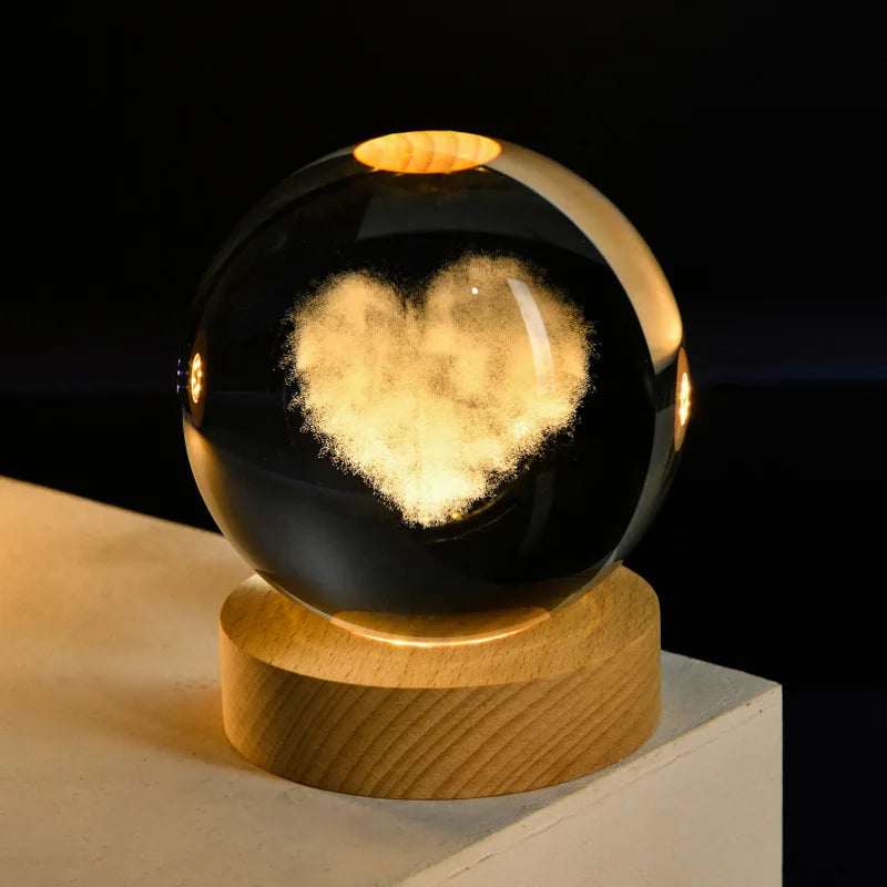 2025 NEW 3D Crystal Ball Light Carving Solar System Galaxy Valentine's Day/ Birthday Gift LED Luminous Planet Night Lights