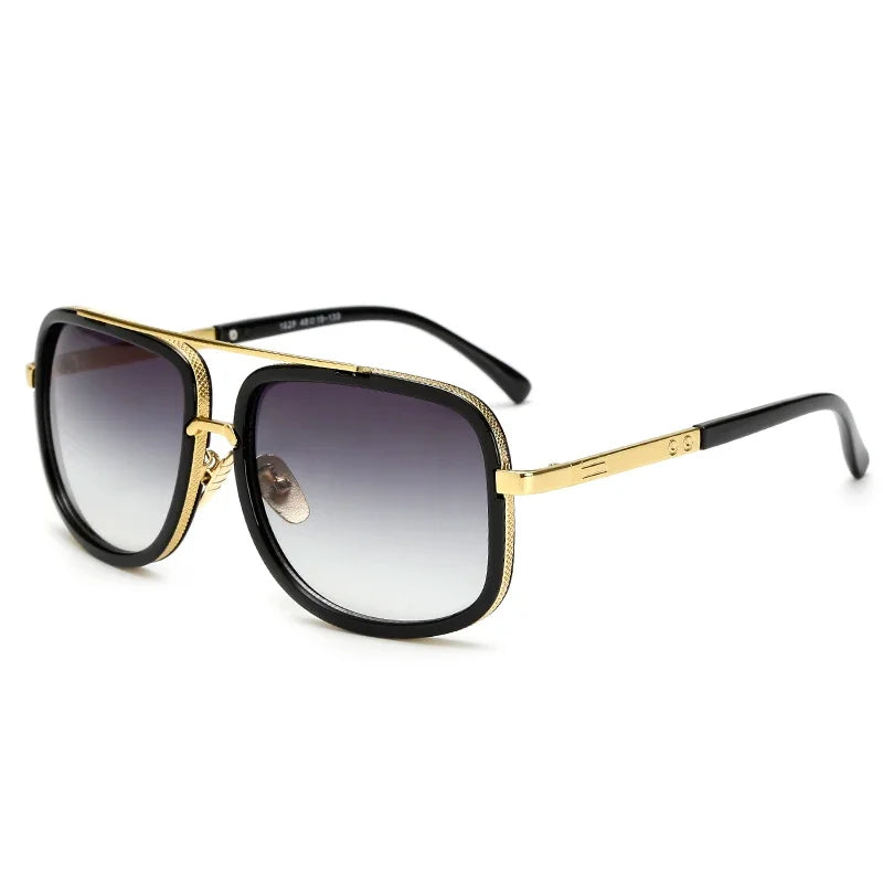 Metal Polarized Oversized Gradient Square Frame Sun Glasses