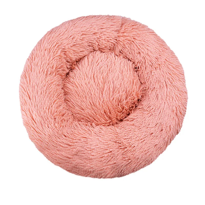 Plush Round Washable Pet Bed, Winter Warm For All Size Dogs and Cats