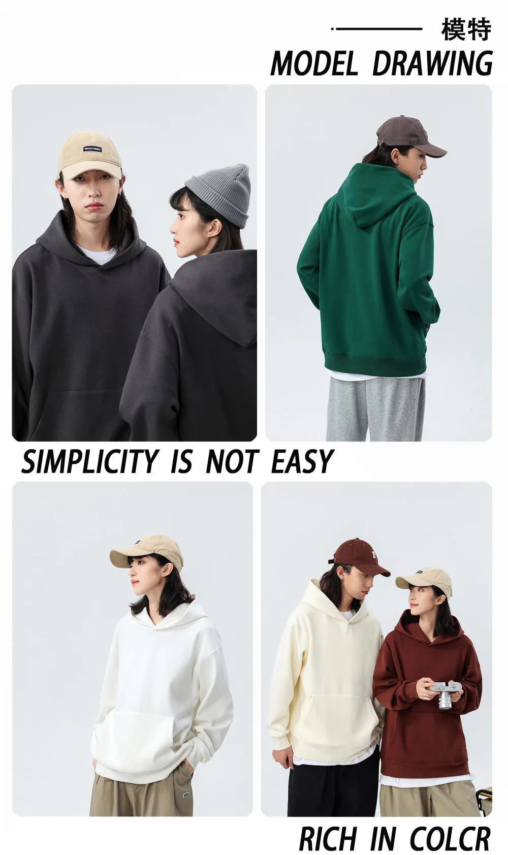 480gsm Heavy Weight Cotton Plus Velvet Hooded Sweater Thickened Tight Polar Fleece Pullover Hoodie