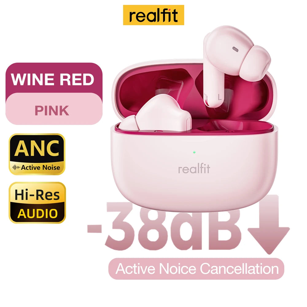 Realfit F3 ANC Active Noise Cancellation Bluetooth Earphones ENC Call HIFI Stereo Superb Bass Wireless Earbuds Sport Gaming