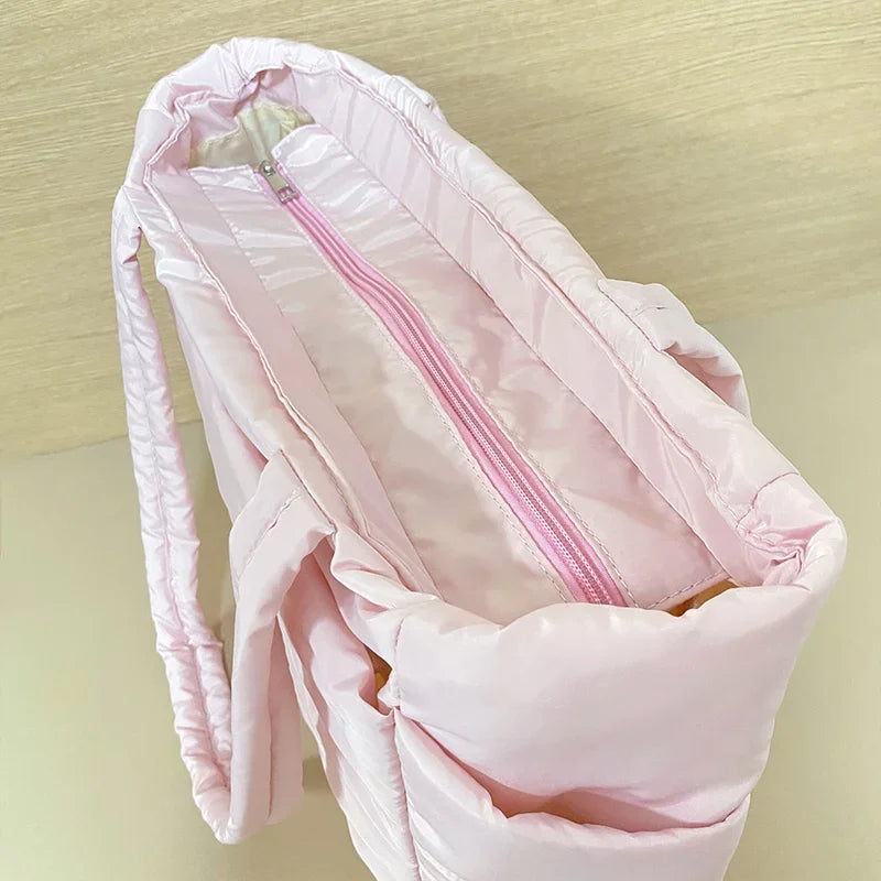 2025 New Women Fashion Shopping Bag Large Capacity Nylon Retro Shoulder Bag