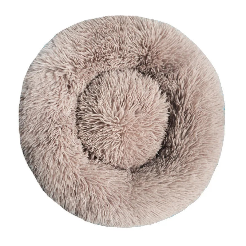 Plush Round Washable Pet Bed, Winter Warm For All Size Dogs and Cats