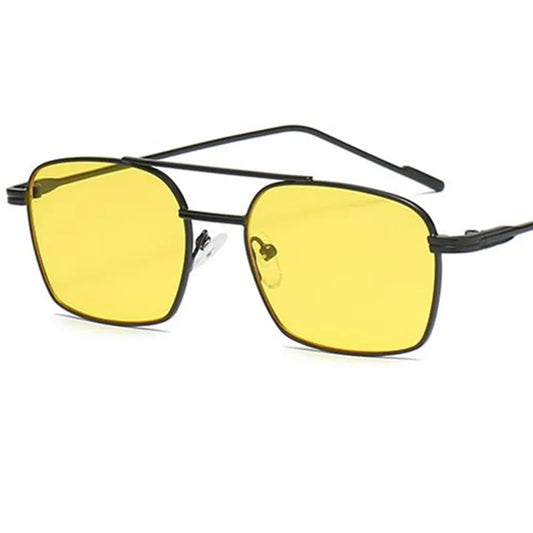 Unisex Double Beam Anti-UV Spectacles Ornamental Alloy Frame Sunglasses