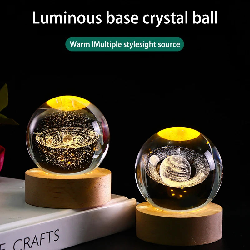 2025 NEW 3D Crystal Ball Light Carving Solar System Galaxy Valentine's Day/ Birthday Gift LED Luminous Planet Night Lights