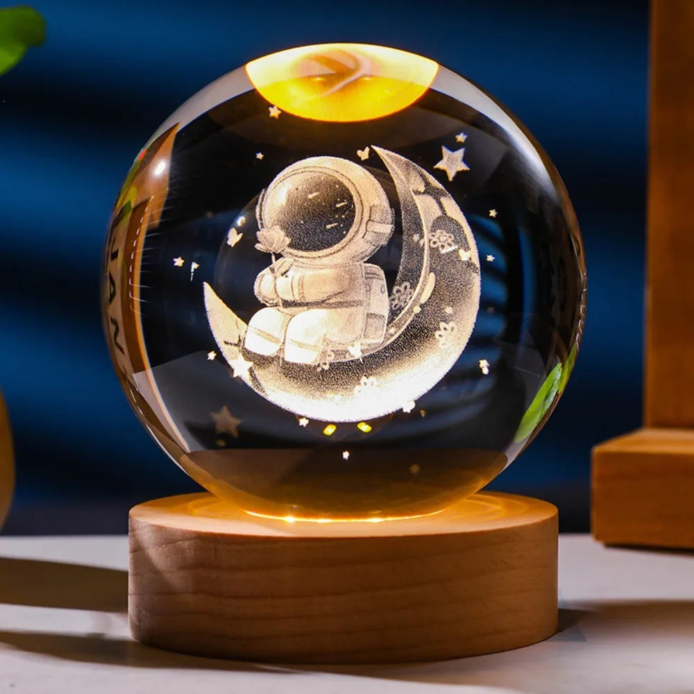 3D Axolotl and more Laser Engraved Crystal Ball Colored Night Light, Gift/Home Decoration