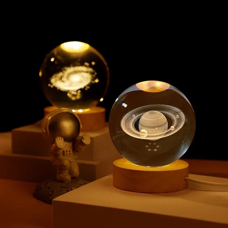 2025 NEW 3D Crystal Ball Light Carving Solar System Galaxy Valentine's Day/ Birthday Gift LED Luminous Planet Night Lights