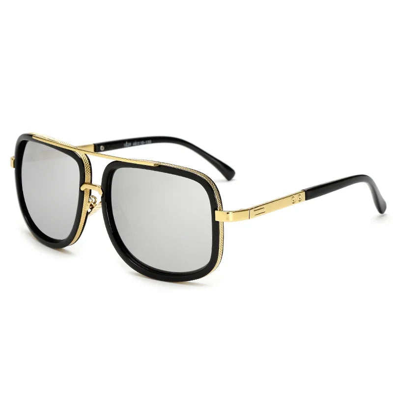 Metal Polarized Oversized Gradient Square Frame Sun Glasses
