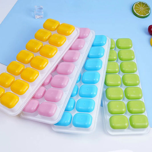 1PC 14 Grid Silicone Ice Cube Mold With Removable Lid