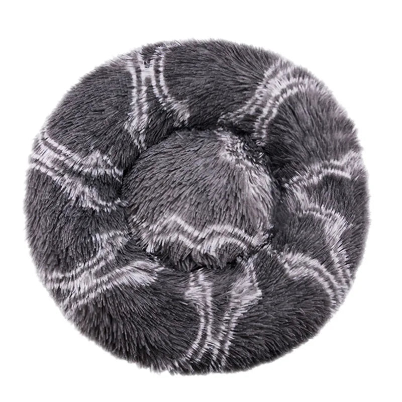 Plush Round Washable Pet Bed, Winter Warm For All Size Dogs and Cats