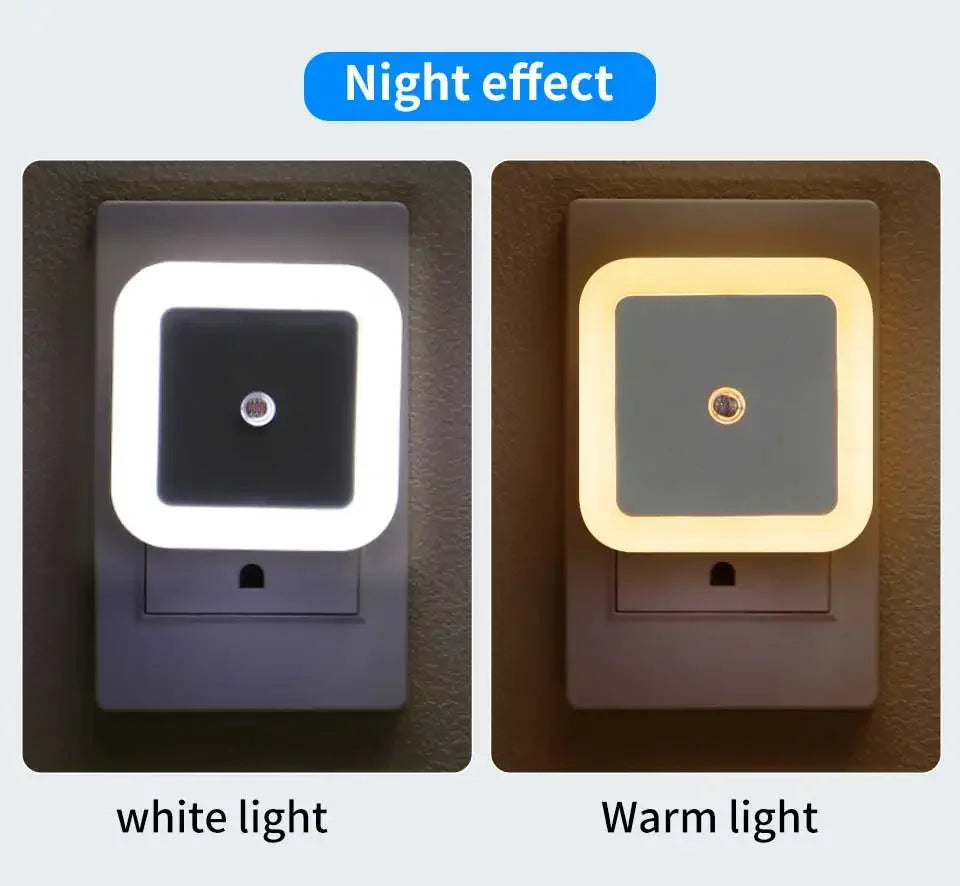 LED Night Light Smart Light Sensor Control 110-240V Plug in Wall Nightlight