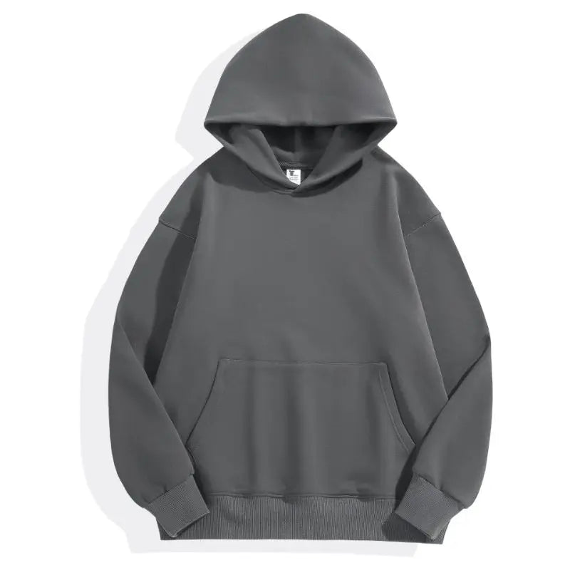 480gsm Heavy Weight Cotton Plus Velvet Hooded Sweater Thickened Tight Polar Fleece Pullover Hoodie