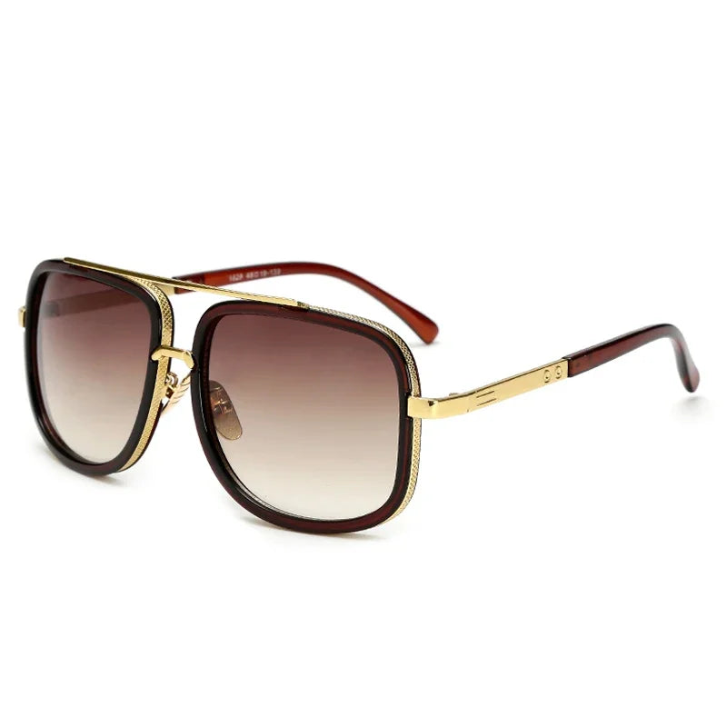 Metal Polarized Oversized Gradient Square Frame Sun Glasses