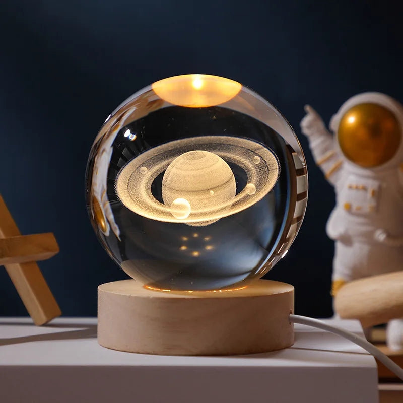 2025 NEW 3D Crystal Ball Light Carving Solar System Galaxy Valentine's Day/ Birthday Gift LED Luminous Planet Night Lights