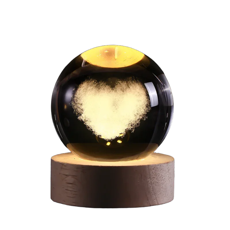 3D Crystal ball Night Light DIY Laser Engraved Solar System Globe Astronomy and More Desktop Decoration