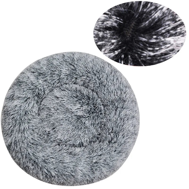 Plush Round Washable Pet Bed, Winter Warm For All Size Dogs and Cats
