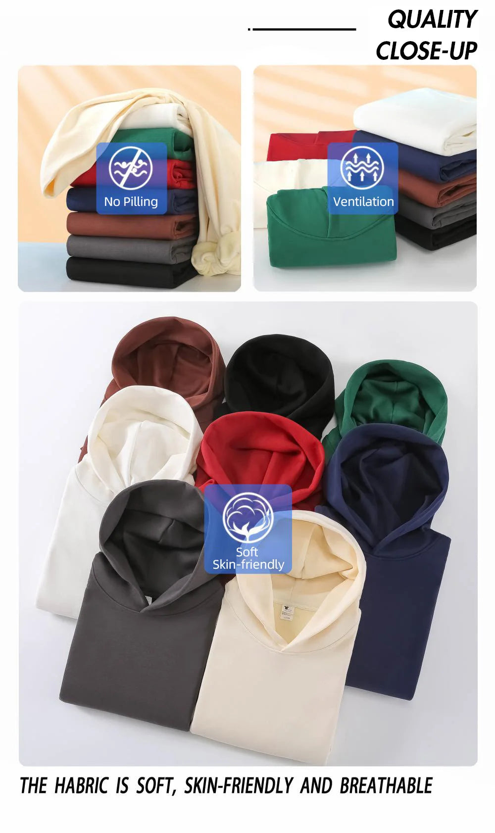 480gsm Heavy Weight Cotton Plus Velvet Hooded Sweater Thickened Tight Polar Fleece Pullover Hoodie