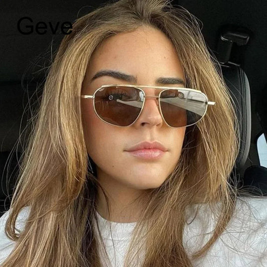 Retro Alloy Vintage Small Metal Frame Pilot Punk Double Ridge Sun Glasses